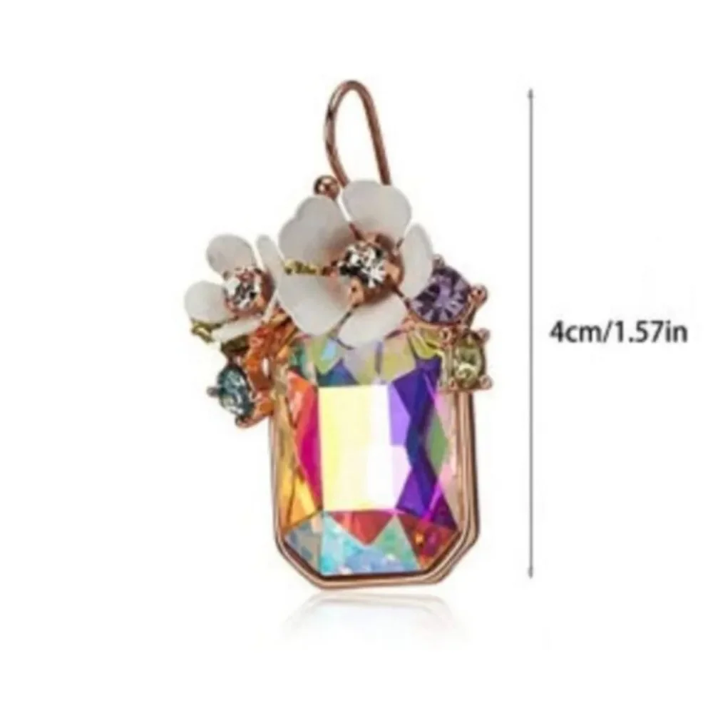 Betsey Johnson Flower Vintage Crystal Cluster Stone Drop Women Earring